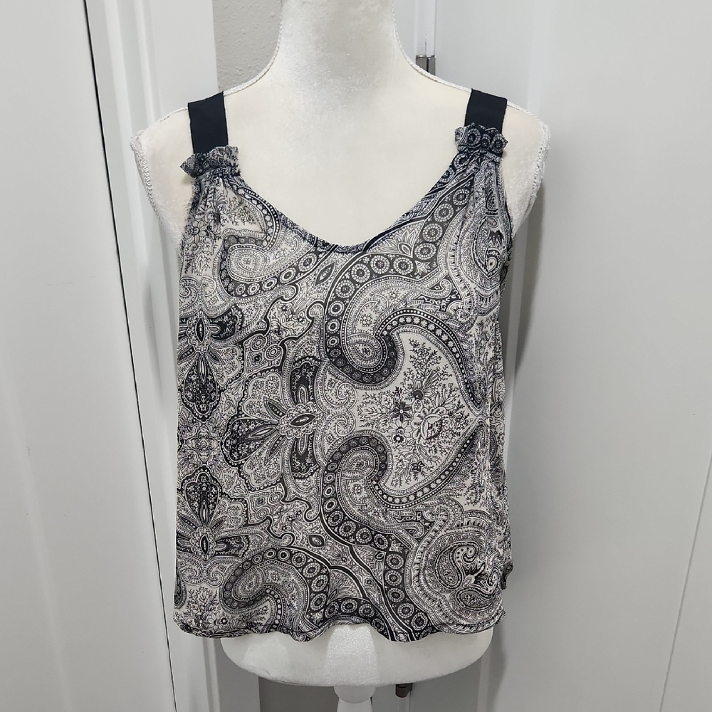 Women’s Black & White Paisley Tank Top